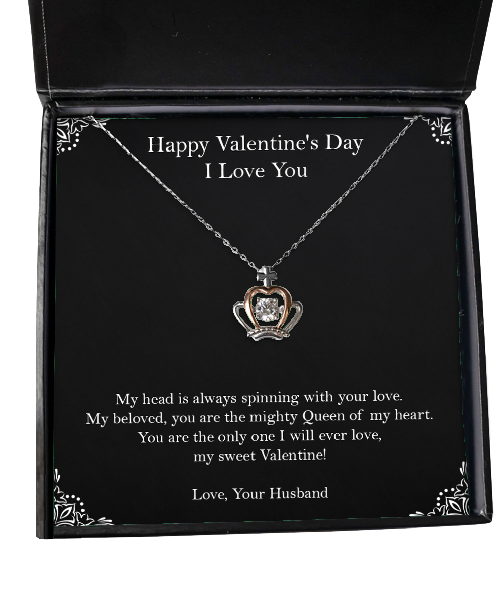 To My Wife, My Sweet Valentine, Crown Pendant Necklace For Women, Valentines Day Gifts From Husband