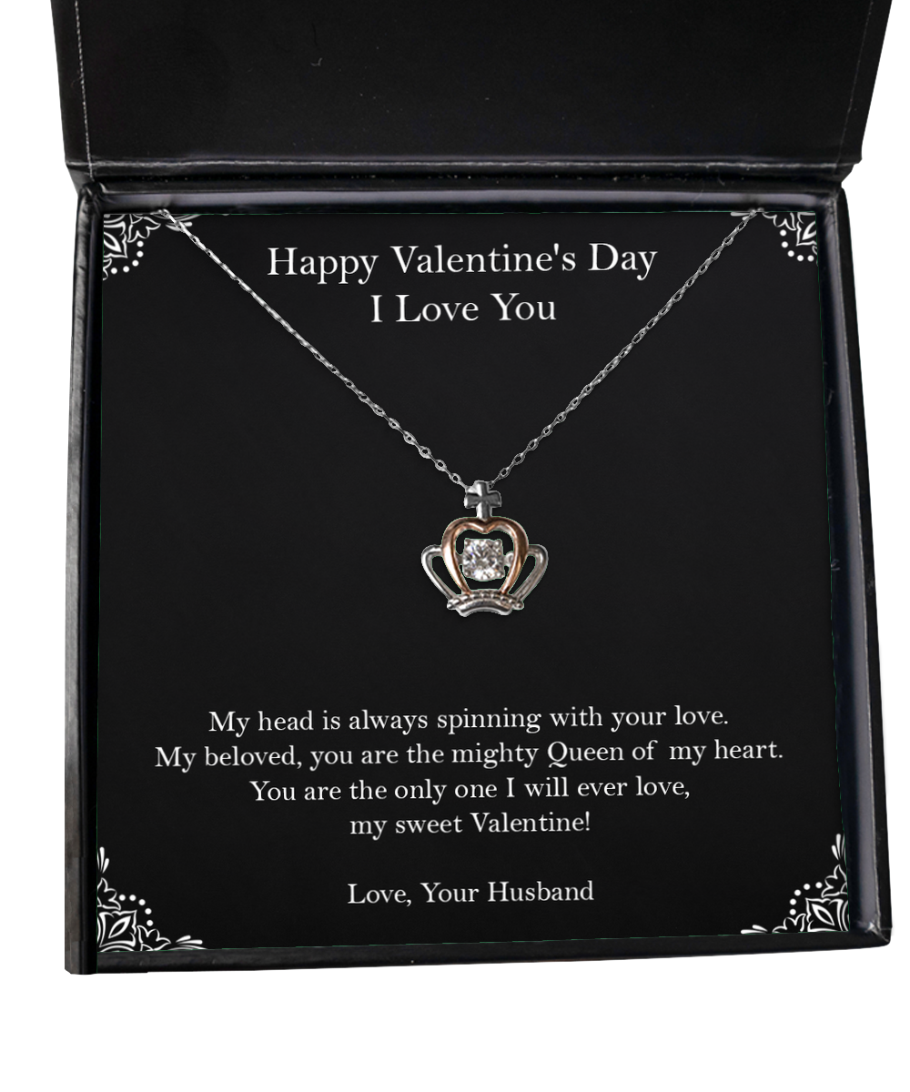 To My Wife, My Sweet Valentine, Crown Pendant Necklace For Women, Valentines Day Gifts From Husband