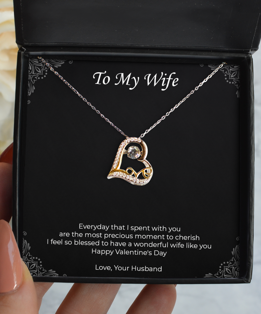 To My Wife, I Feel So Bleesed, Love Dancing Necklace For Women, Valentines Day Gifts From Husband