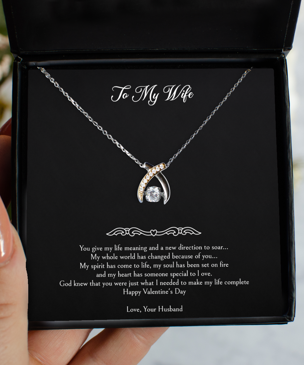 To My Wife, You Give My Life Meaning, Wishbone Dancing Necklace For Women, Valentines Day Gifts From Husband