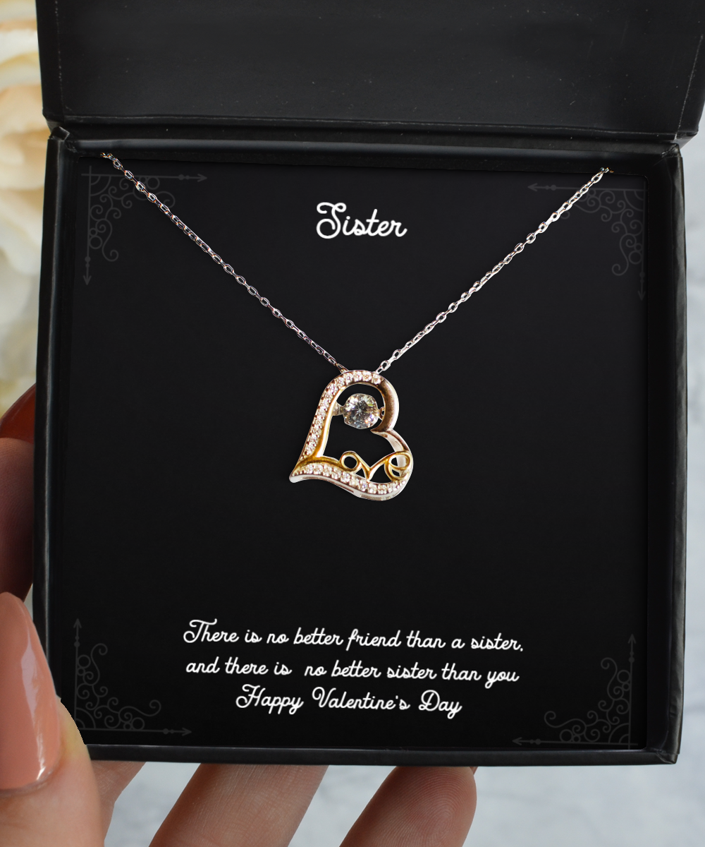 To My Sister Gifts, Better Sister, Love Dancing Necklace For Women, Valentines Day Jewelry Gifts From Sister