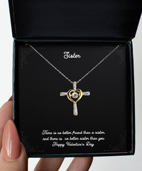 Load image into Gallery viewer, To My Sister Gifts, Better Sister, Cross Dancing Necklace For Women, Valentines Day Jewelry Gifts From Sister
