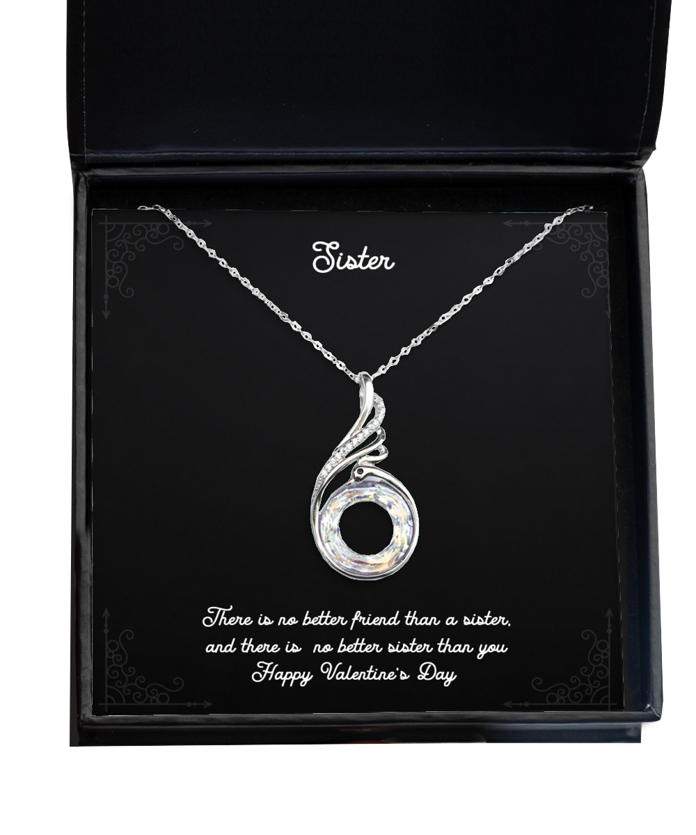 To My Sister Gifts, Better Sister, Rising Phoenix Necklace For Women, Valentines Day Jewelry Gifts From Sister