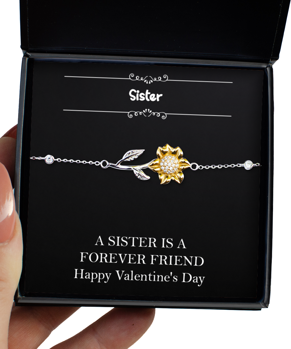 To My Sister Gifts, A Sister Is A Forever Friend, Sunflower Bracelet For Women, Valentines Day Jewelry Gifts From Sister