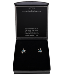 Load image into Gallery viewer, To My Sister Gifts, You Will Always Have Me, Opal Turtle Earrings For Women, Valentines Day Jewelry Gifts From Sister
