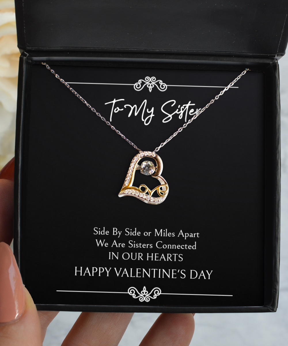 To My Sister Gifts, Side By Side, Love Dancing Necklace For Women, Valentines Day Jewelry Gifts From Sister