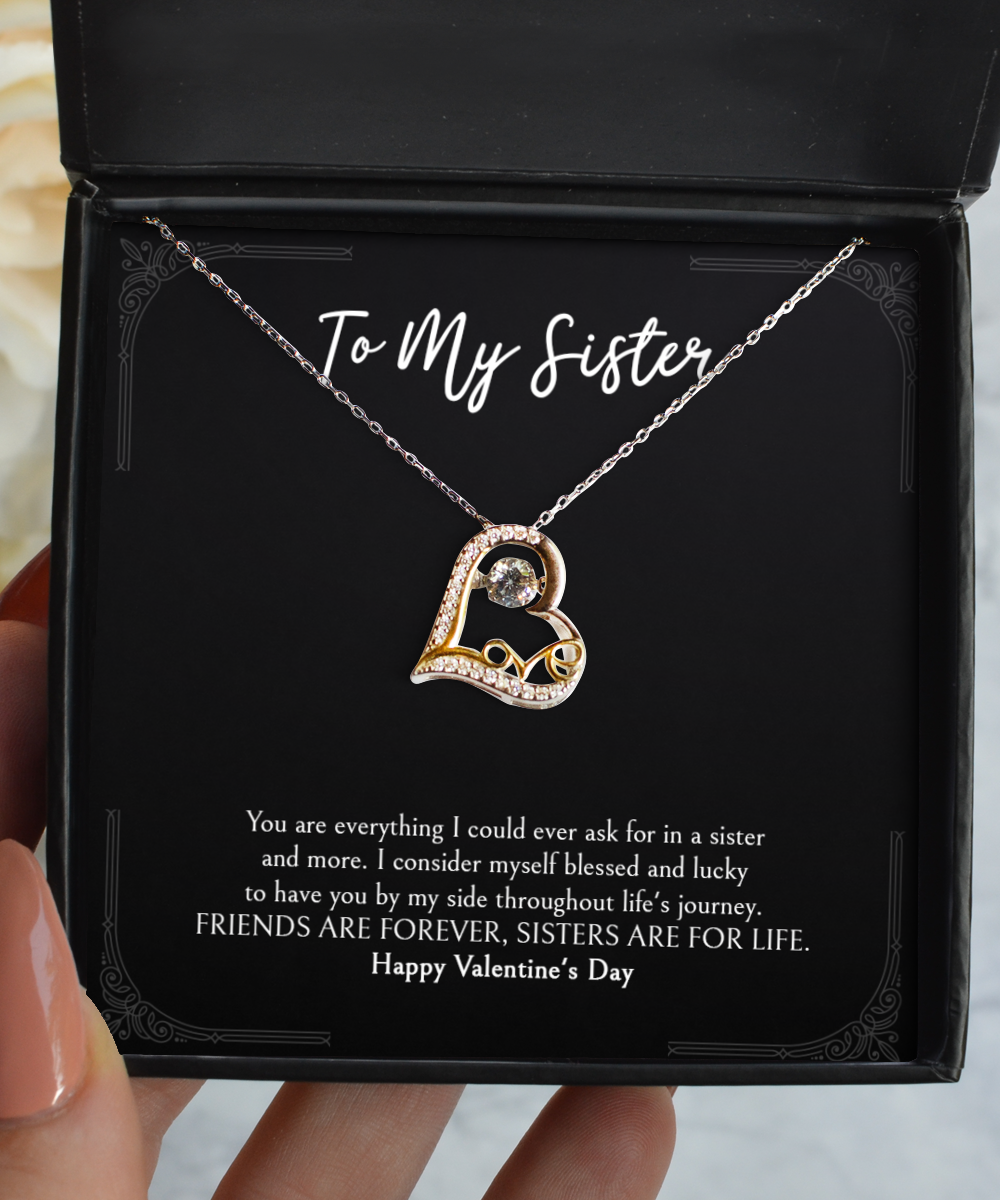 To My Sister Gifts, You Are Everything, Love Dancing Necklace For Women, Valentines Day Jewelry Gifts From Sister