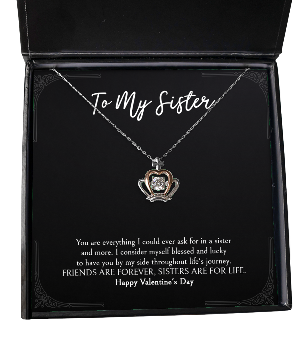 To My Sister Gifts, You Are Everything, Crown Pendant Necklace For Women, Valentines Day Jewelry Gifts From Sister