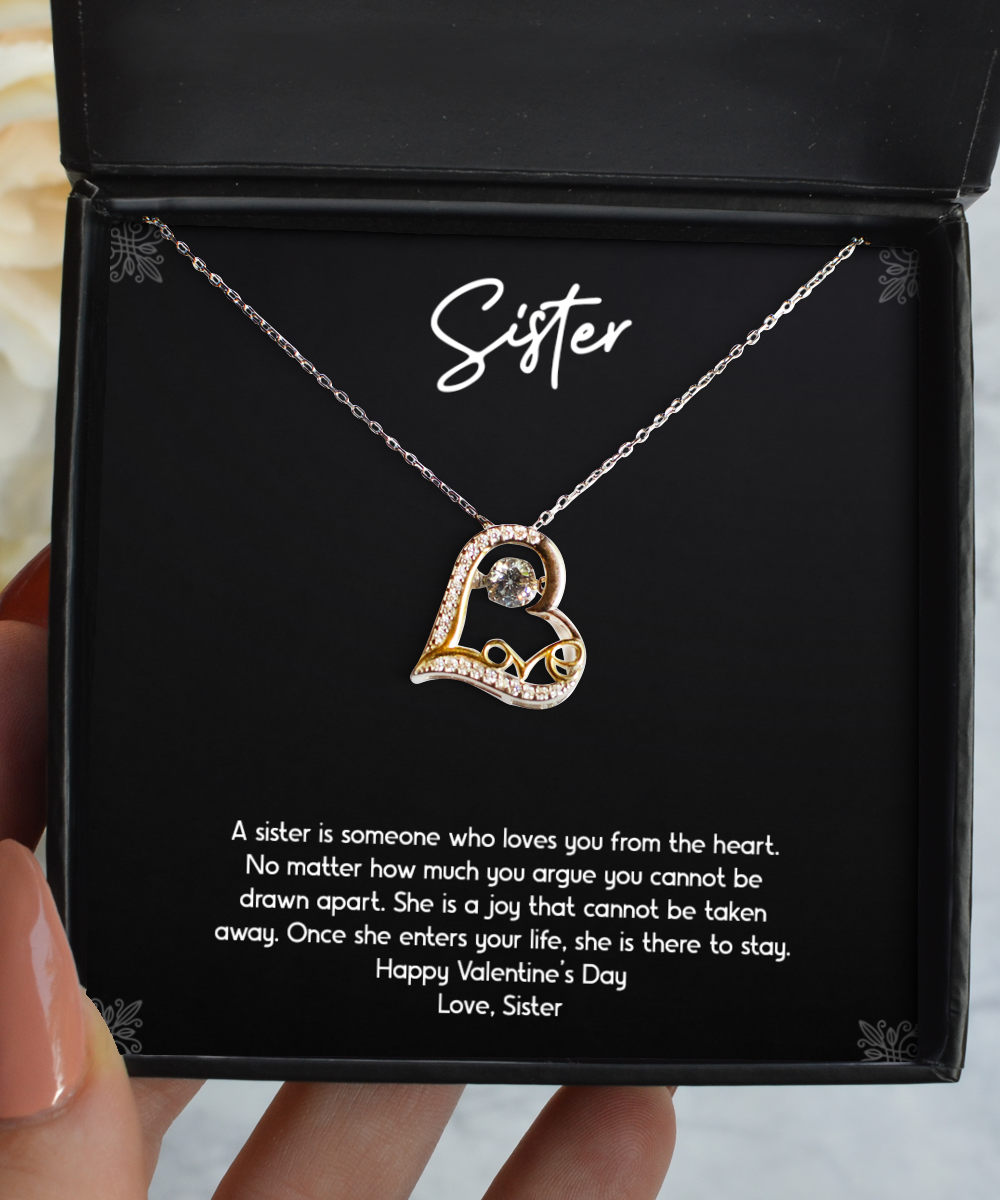 To My Sister Gifts, Loves You From The Heart, Love Dancing Necklace For Women, Valentines Day Jewelry Gifts From Sister