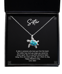 Load image into Gallery viewer, To My Sister Gifts, Loves You From The Heart, Opal Turtle Necklace For Women, Valentines Day Jewelry Gifts From Sister

