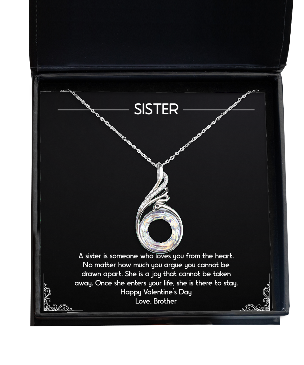 To My Sister Gifts, Loves You From The Heart, Rising Phoenix Necklace For Women, Valentines Day Jewelry Gifts From Brother