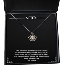 Load image into Gallery viewer, To My Sister Gifts, Loves You From The Heart, Crown Pendant Necklace For Women, Valentines Day Jewelry Gifts From Brother
