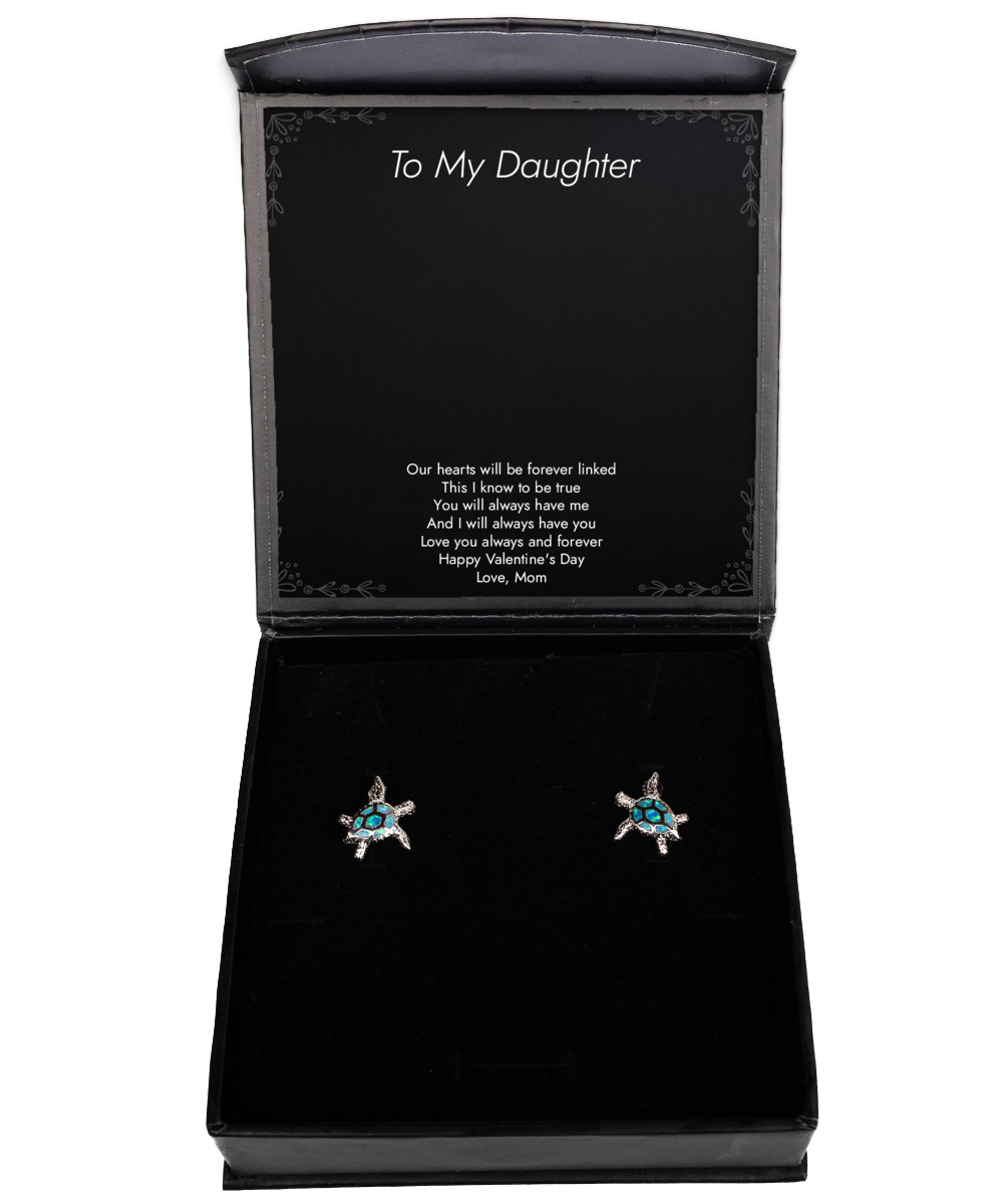 To My Daughter Gifts, You Will Always Have Me, Opal Turtle Earrings For Women, Valentines Day Jewelry Gifts From Mom