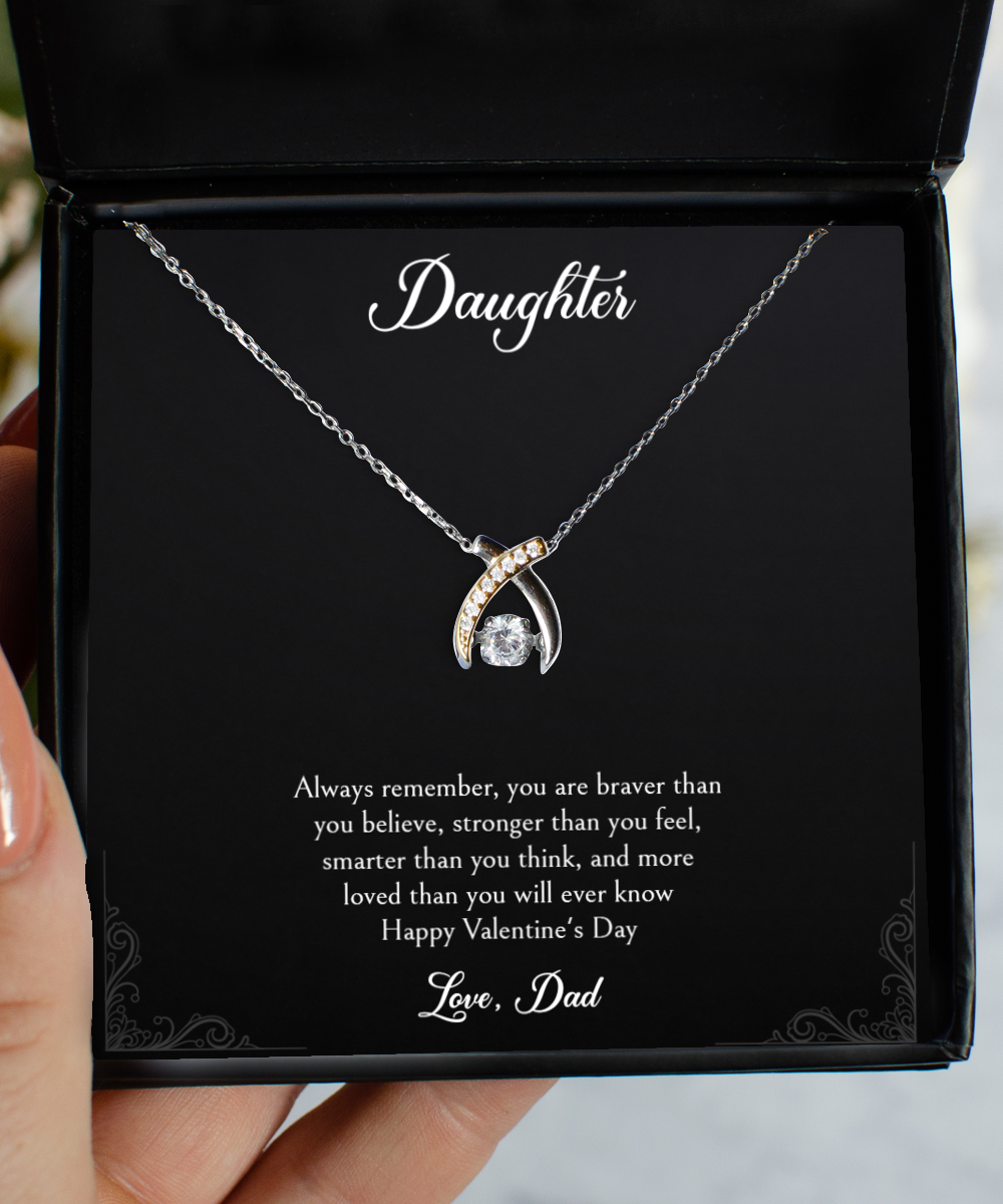 To My Daughter Gifts, Always Remember, Wishbone Dancing Neckace For Women, Valentines Day Jewelry Gifts From Dad