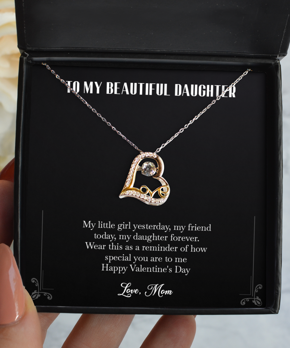 To My Daughter Gifts, My Little Girl Yesterday, Love Dancing Necklace For Women, Valentines Day Jewelry Gifts From Mom