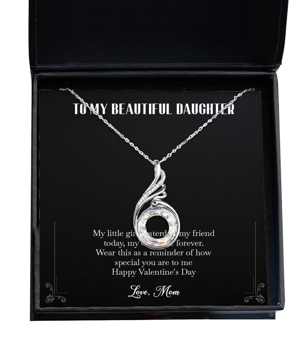 To My Daughter Gifts, My Little Girl Yesterday, Rising Phoenix Necklace For Women, Valentines Day Jewelry Gifts From Mom