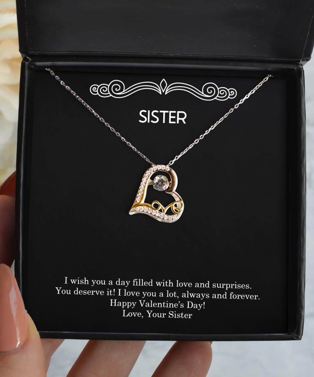 To My Sister  Gifts, Always And Forever, Love Dancing Necklace For Women, Valentines Day Jewelry Gifts From Sister