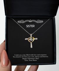 Load image into Gallery viewer, To My Sister  Gifts, Always And Forever, Cross Dancing Necklace For Women, Valentines Day Jewelry Gifts From Sister
