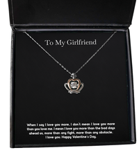 Load image into Gallery viewer, To My Girlfriend, I Love You More , Crown Pendant Necklace For Women, Valentines Day Gifts From Boyfriend
