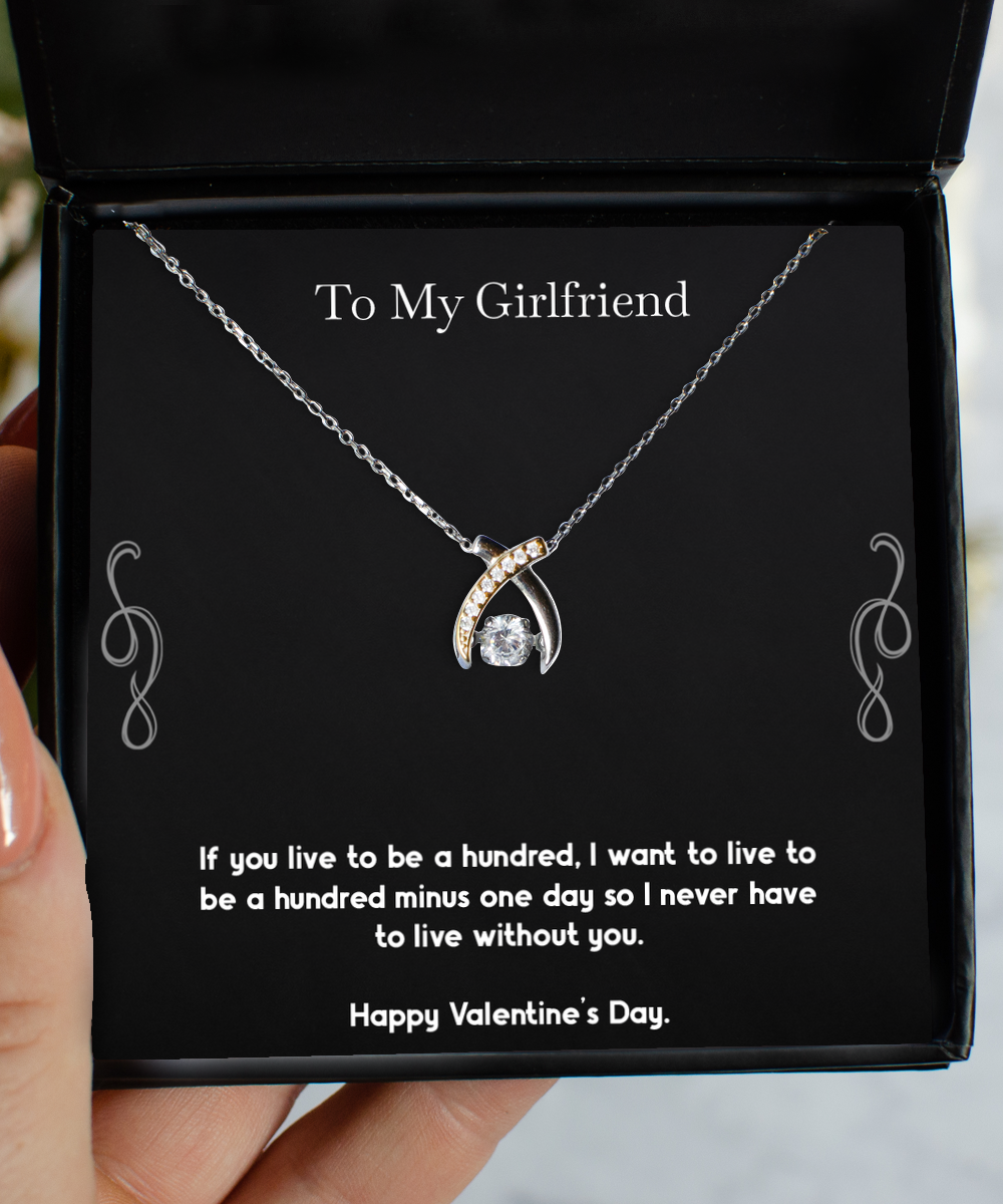 To My Girlfriend, One Day, Wishbone Dancing Necklace For Women, Valentines Day Gifts From Boyfriend