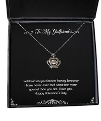 Load image into Gallery viewer, To My Girlfriend, I Will Hold On You, Crown Pendant Necklace For Women, Valentines Day Gifts From Boyfriend
