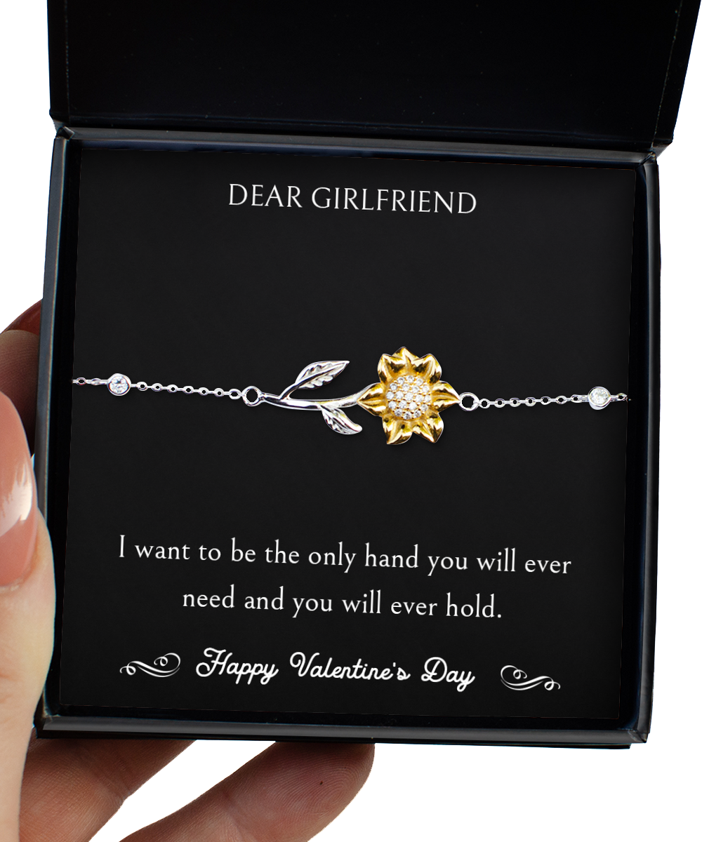 To My Girlfriend, Hold My Hand , Sunflower Bracelet For Women, Valentines Day Gifts From Boyfriend