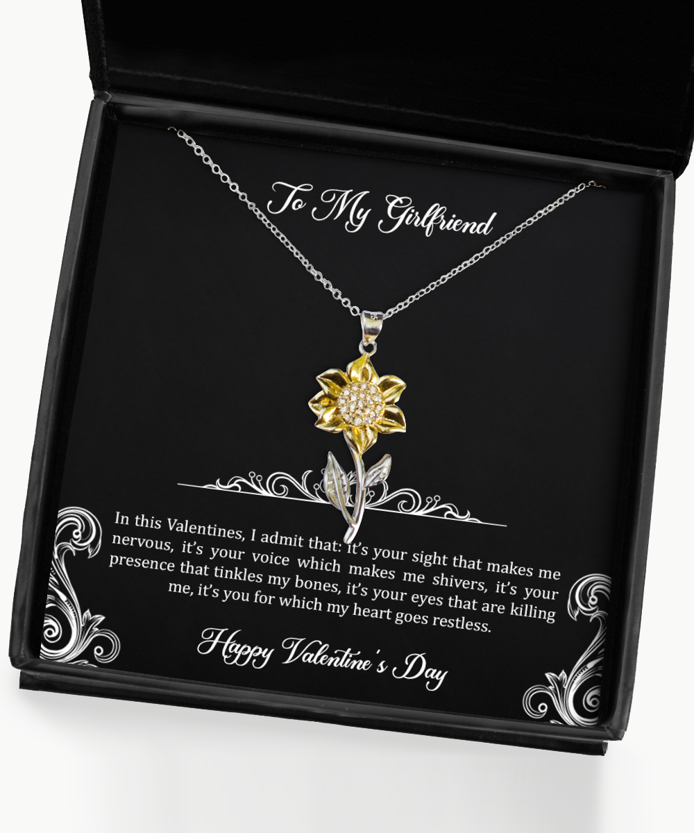 To My Girlfriend, I Admit, Sunflower Pendant Necklace For Women, Valentines Day Gifts From Boyfriend