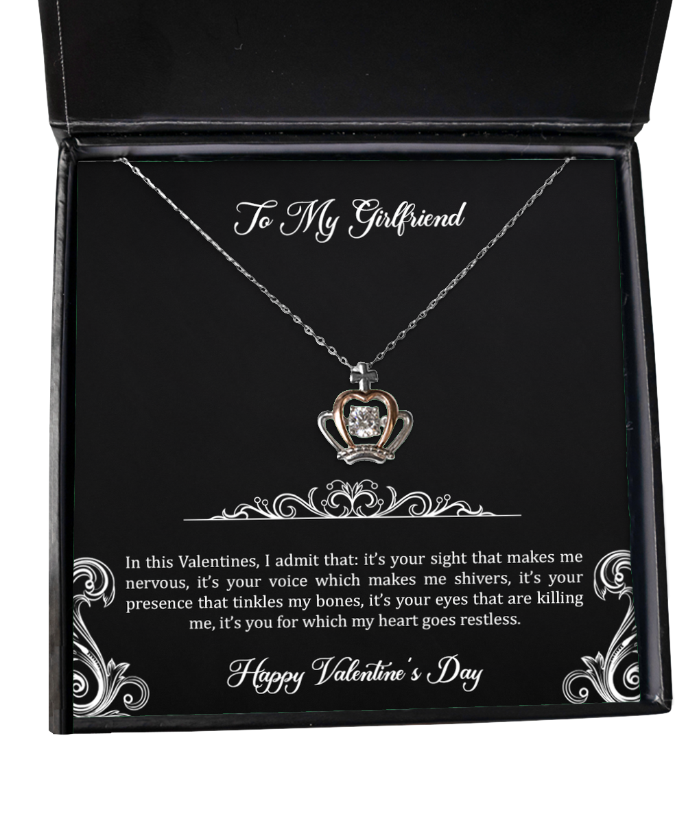 To My Girlfriend, I Admit, Crown Pendant Necklace For Women, Valentines Day Gifts From Boyfriend