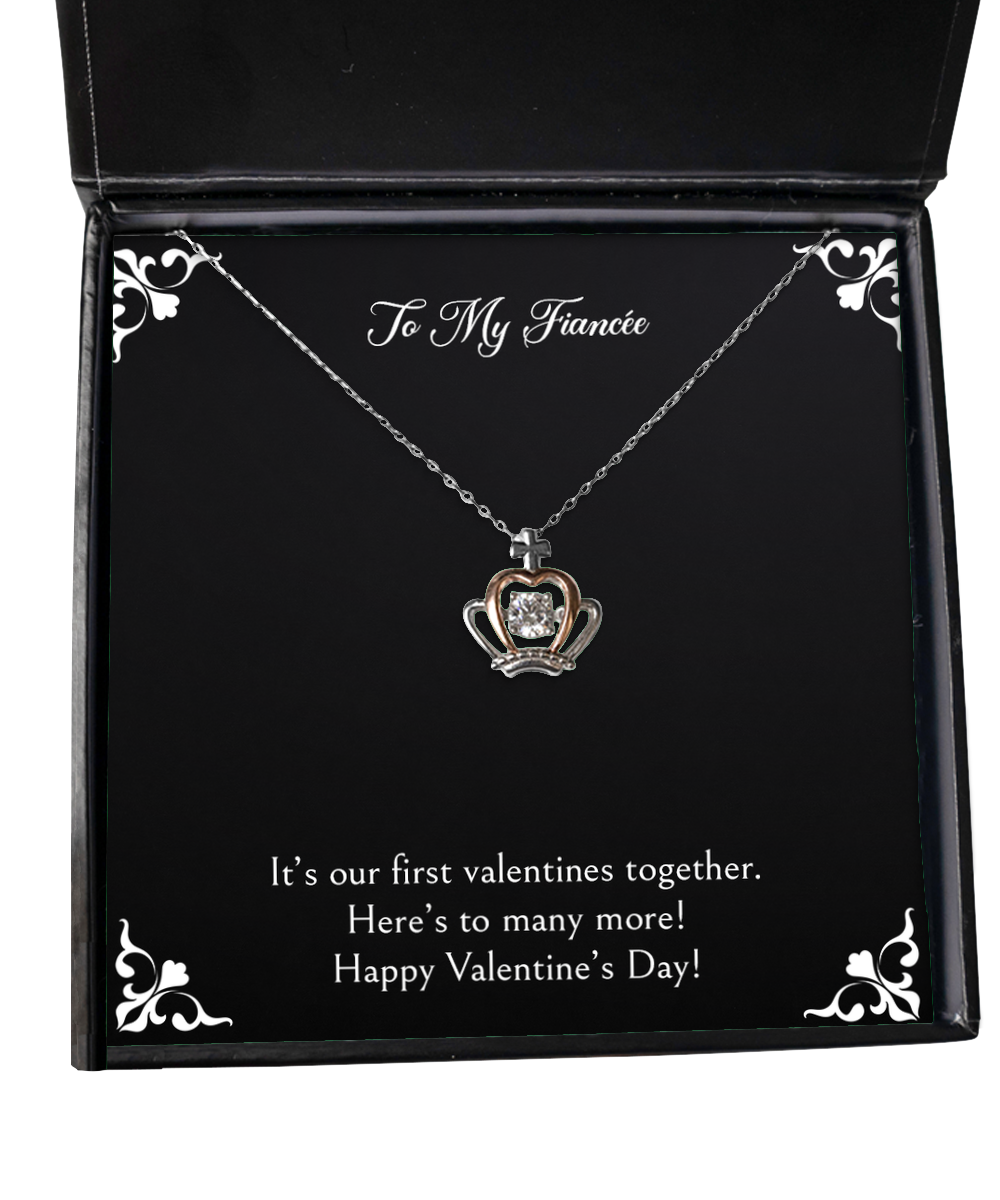 To My Fiancée, First Valentines Together, Crown Pendant Necklace For Women, Valentines Day Gifts From Fiancé