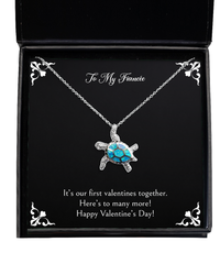 Load image into Gallery viewer, To My Fiancée, First Valentines Together, Opal Turtle Necklace For Women, Valentines Day Gifts From Fiancé
