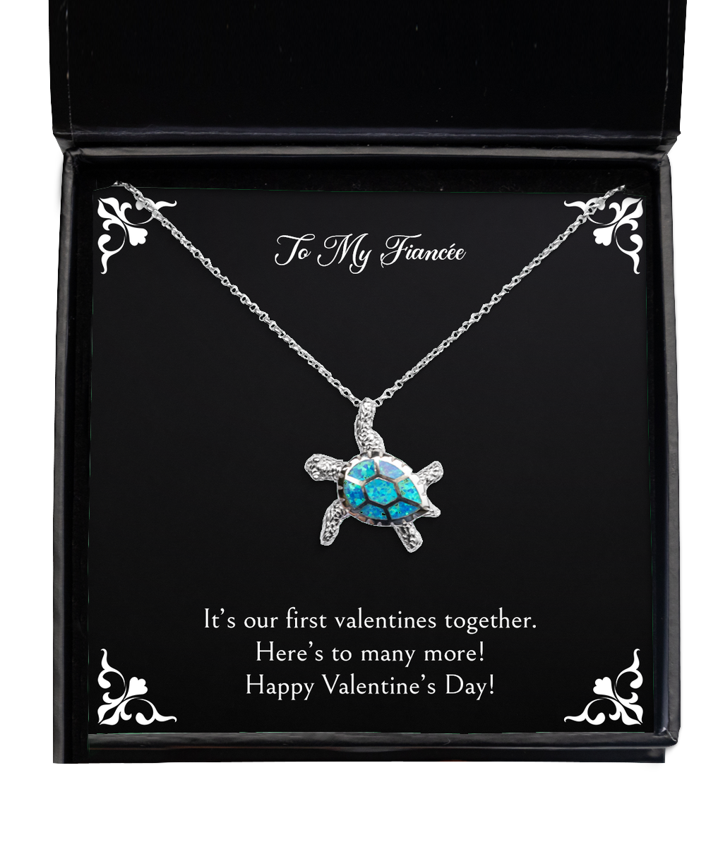To My Fiancée, First Valentines Together, Opal Turtle Necklace For Women, Valentines Day Gifts From Fiancé