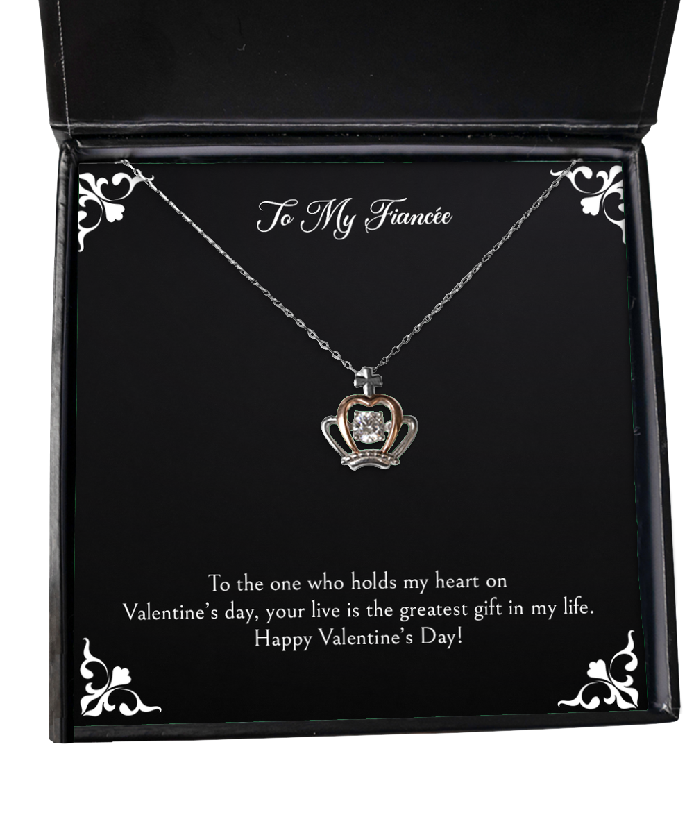 To My Fiancée, Greatest Gift, Crown Pendant Necklace For Women, Valentines Day Gifts From Fiancé