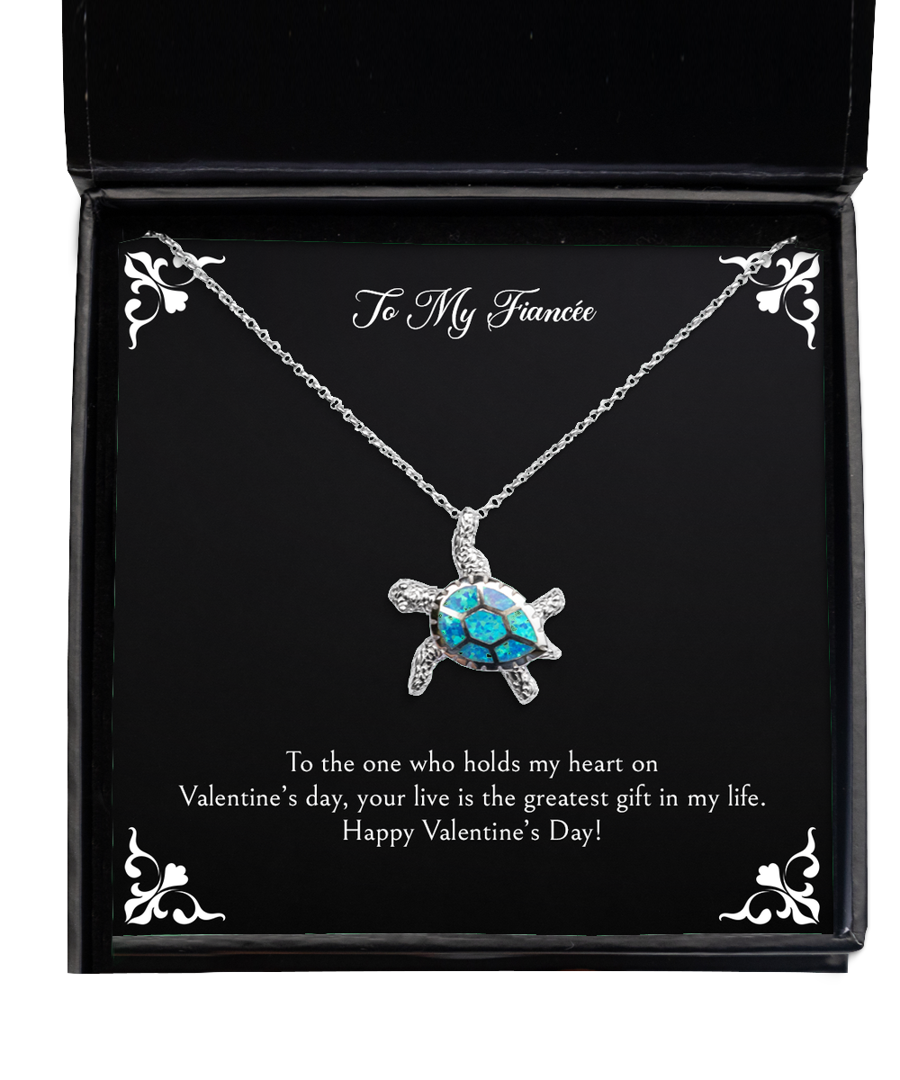 To My Fiancée, Greatest Gift, Opal Turtle Necklace For Women, Valentines Day Gifts From Fiancé