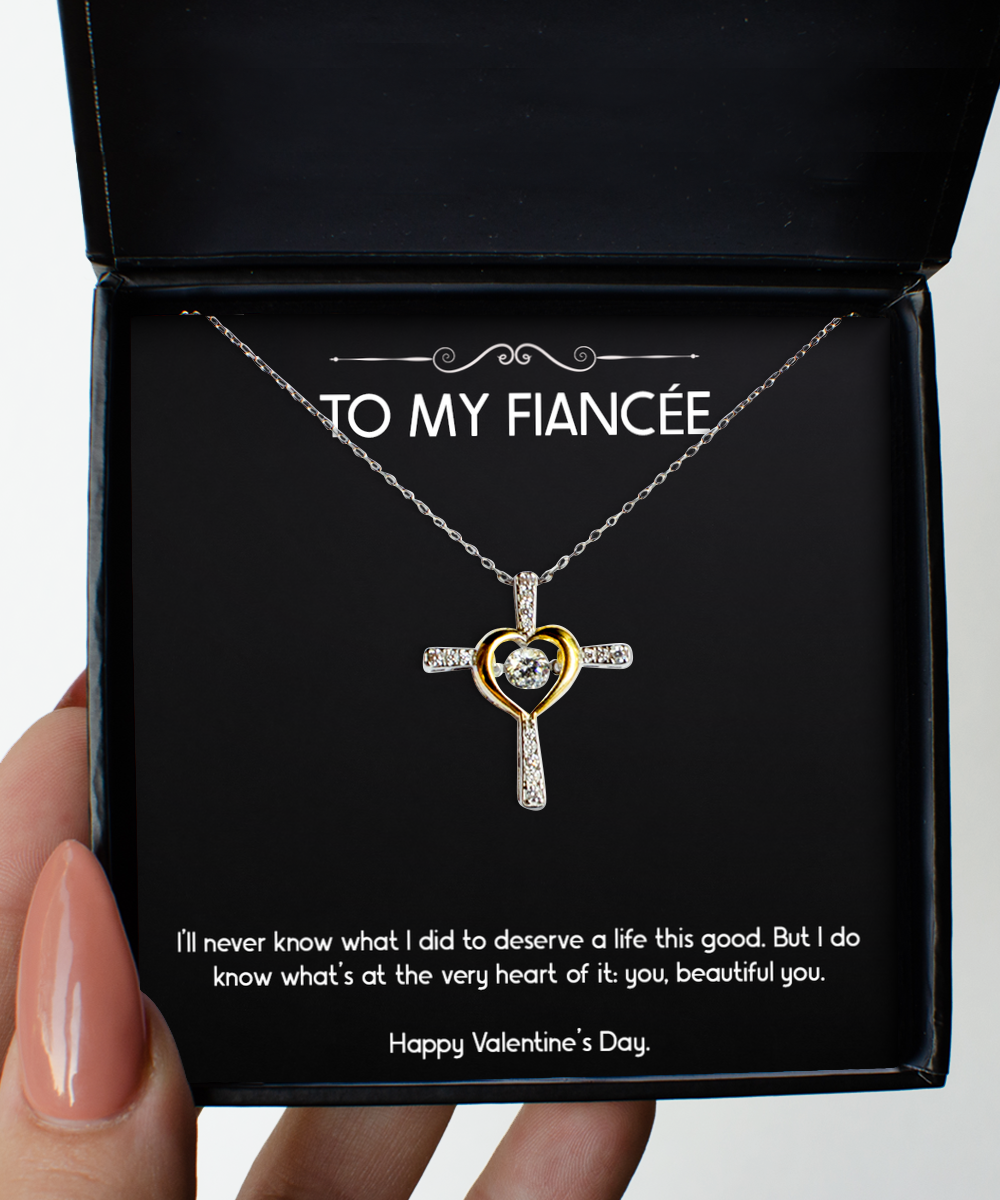 To My Fiancée, Beautiful You, Cross Dancing Necklace For Women, Valentines Day Gifts From Fiancé