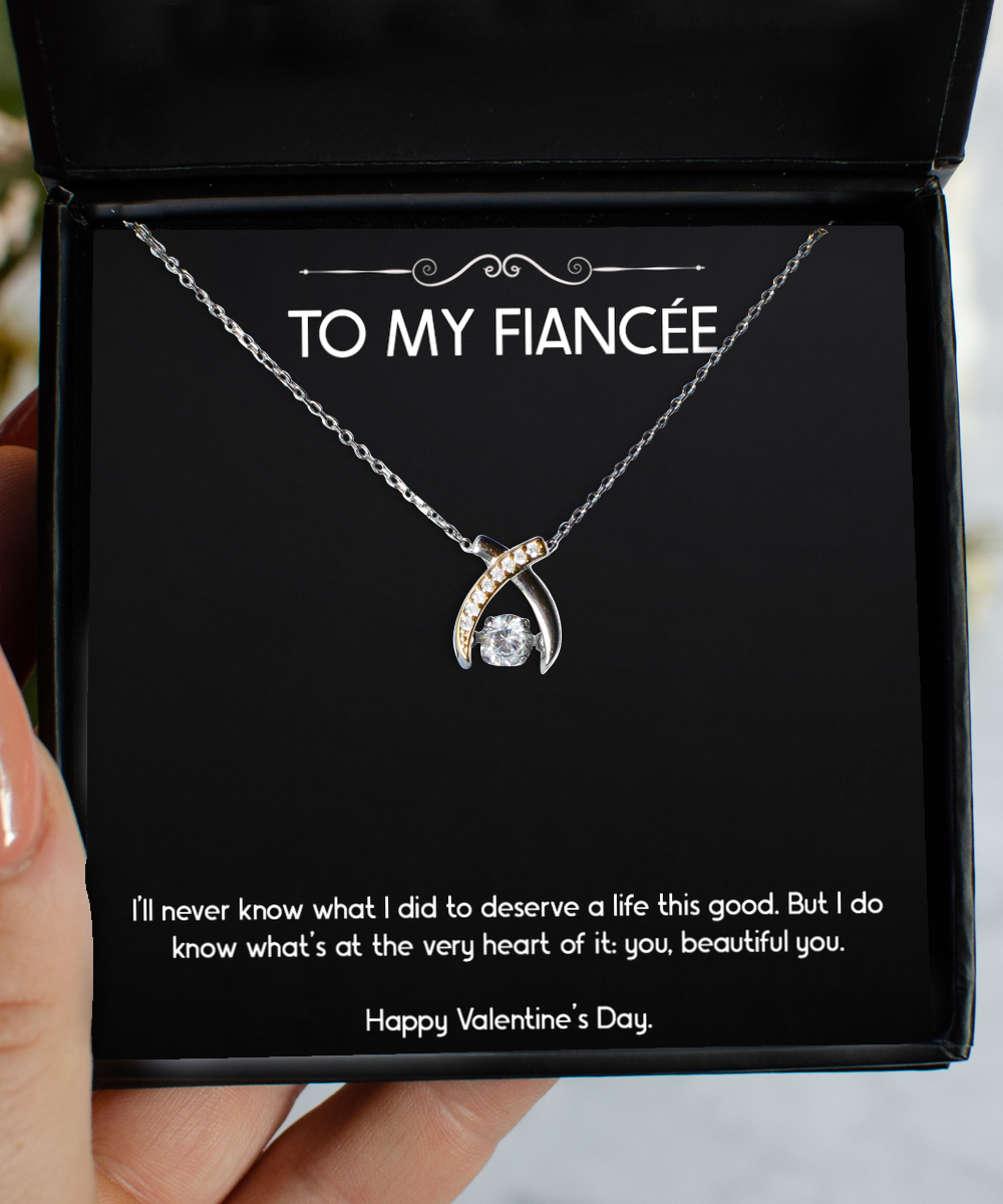 To My Fiancée, Beautiful You, Wishbone Dancing Necklace For Women, Valentines Day Gifts From Fiancé