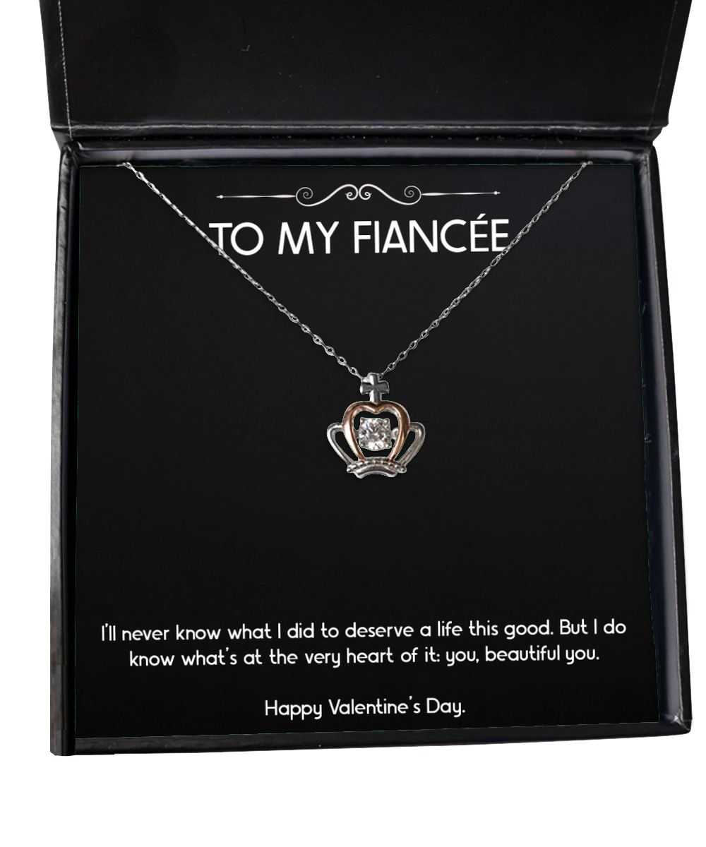 To My Fiancée, Beautiful You, Crown Pendant Necklace For Women, Valentines Day Gifts From Fiancé