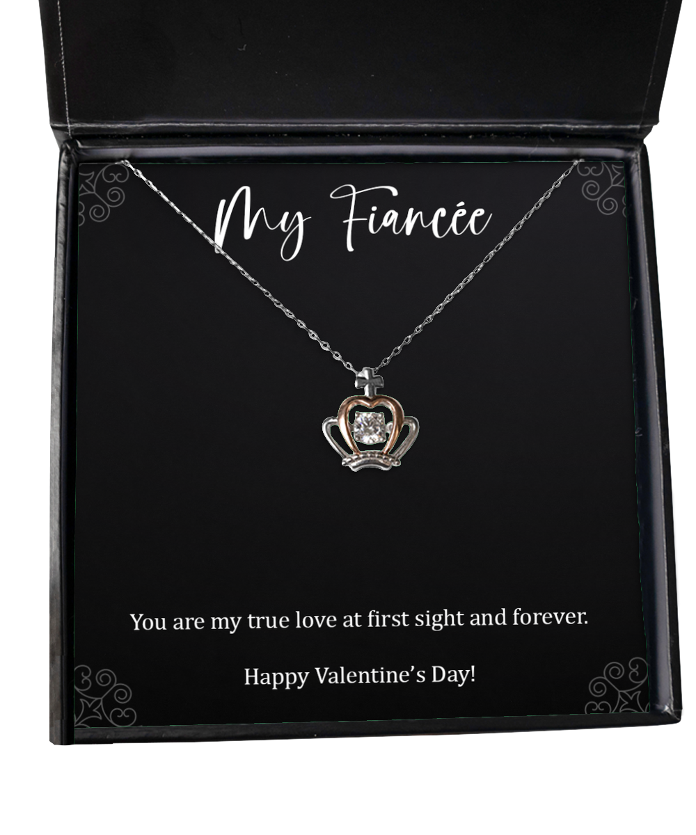 To My Fiancée, You Are My True Love, Crown Pendant Necklace For Women, Valentines Day Gifts From Fiancé