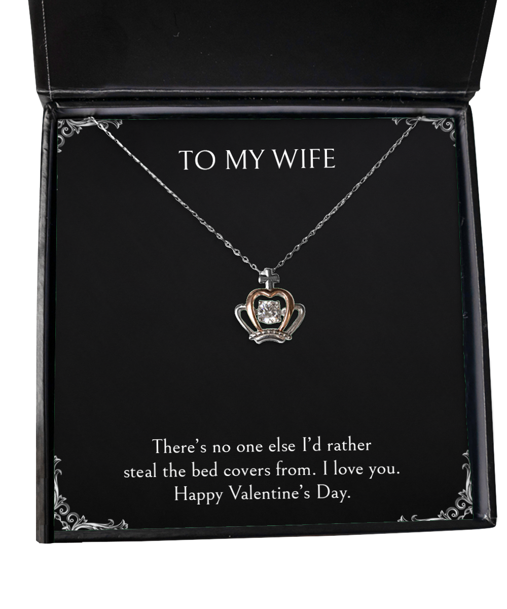 To My Wife, I Love You, Crown Pendant Necklace For Women, Valentines Day Gifts From Husband