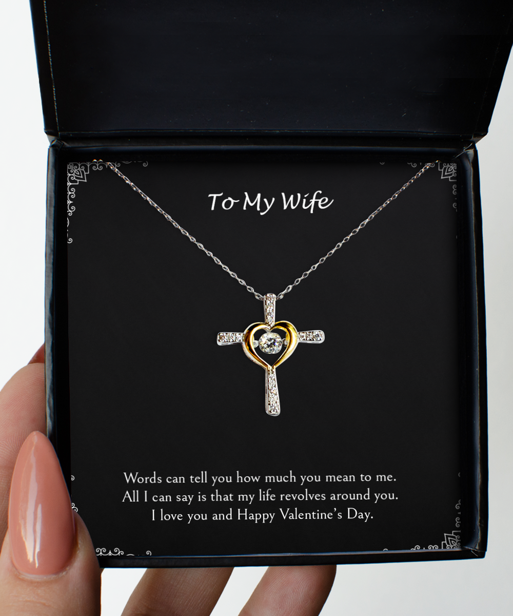 To My Wife, My Life Revolves Around You, Cross Dancing Necklace For Women, Valentines Day Gifts From Husband