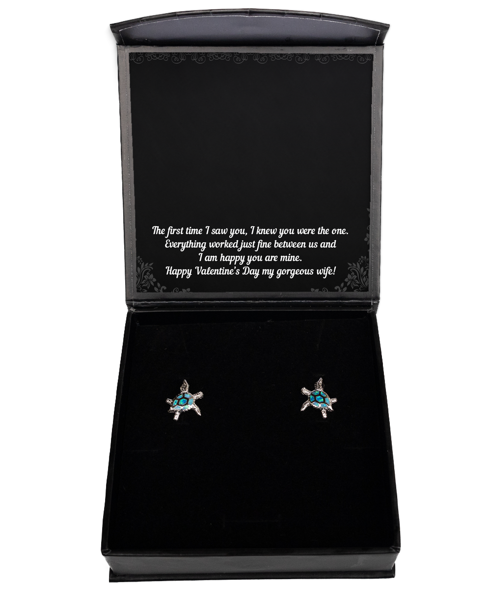 To My Wife, I Am Happy You Are Mine, Opal Turtle Earrings For Women, Valentines Day Gifts From Husband