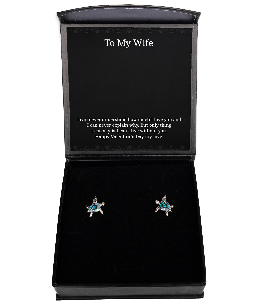 To My Wife, My Love, Opal Turtle Earrings For Women, Valentines Day Gifts From Husband
