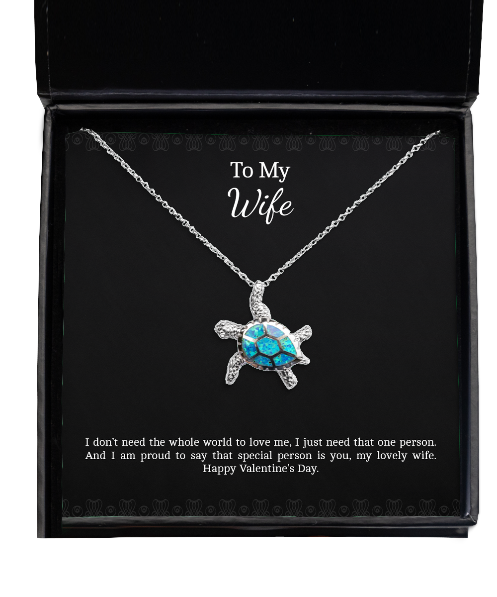 To My Wife, My Lovely Wife, Opal Turtle Necklace For Women, Valentines Day Gifts From Husband