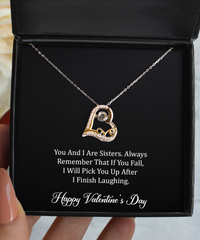 Load image into Gallery viewer, To My Sister Gifts, You And I Are Sisters, Love Dancing Necklace For Women, Valentines Day Jewelry Gifts From Sister
