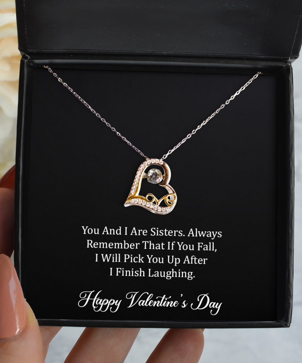 To My Sister Gifts, You And I Are Sisters, Love Dancing Necklace For Women, Valentines Day Jewelry Gifts From Sister