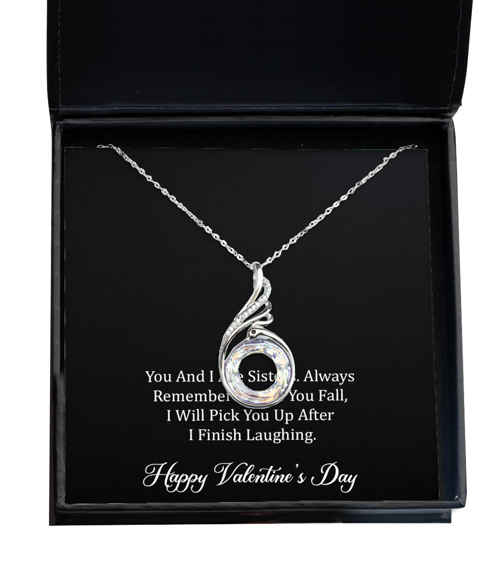 To My Sister Gifts, You And I Are Sisters, Rising Phoenix Necklace For Women, Valentines Day Jewelry Gifts From Sister