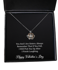 Load image into Gallery viewer, To My Sister Gifts, You And I Are Sisters, Crown Pendant Necklace For Women, Valentines Day Jewelry Gifts From Sister
