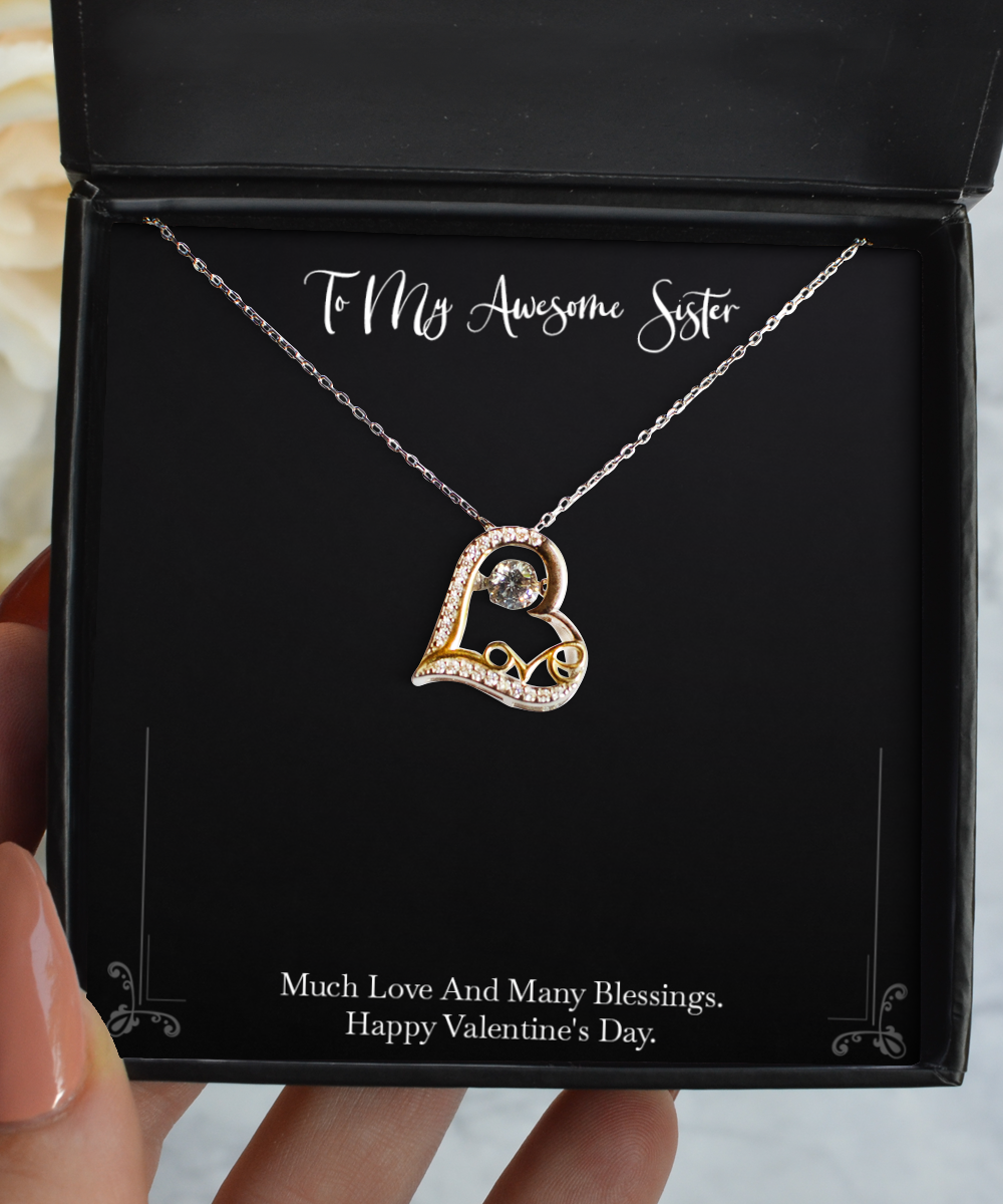 To My Sister Gifts, Awesome Sister, Love Dancing Necklace For Women, Valentines Day Jewelry Gifts From Sister