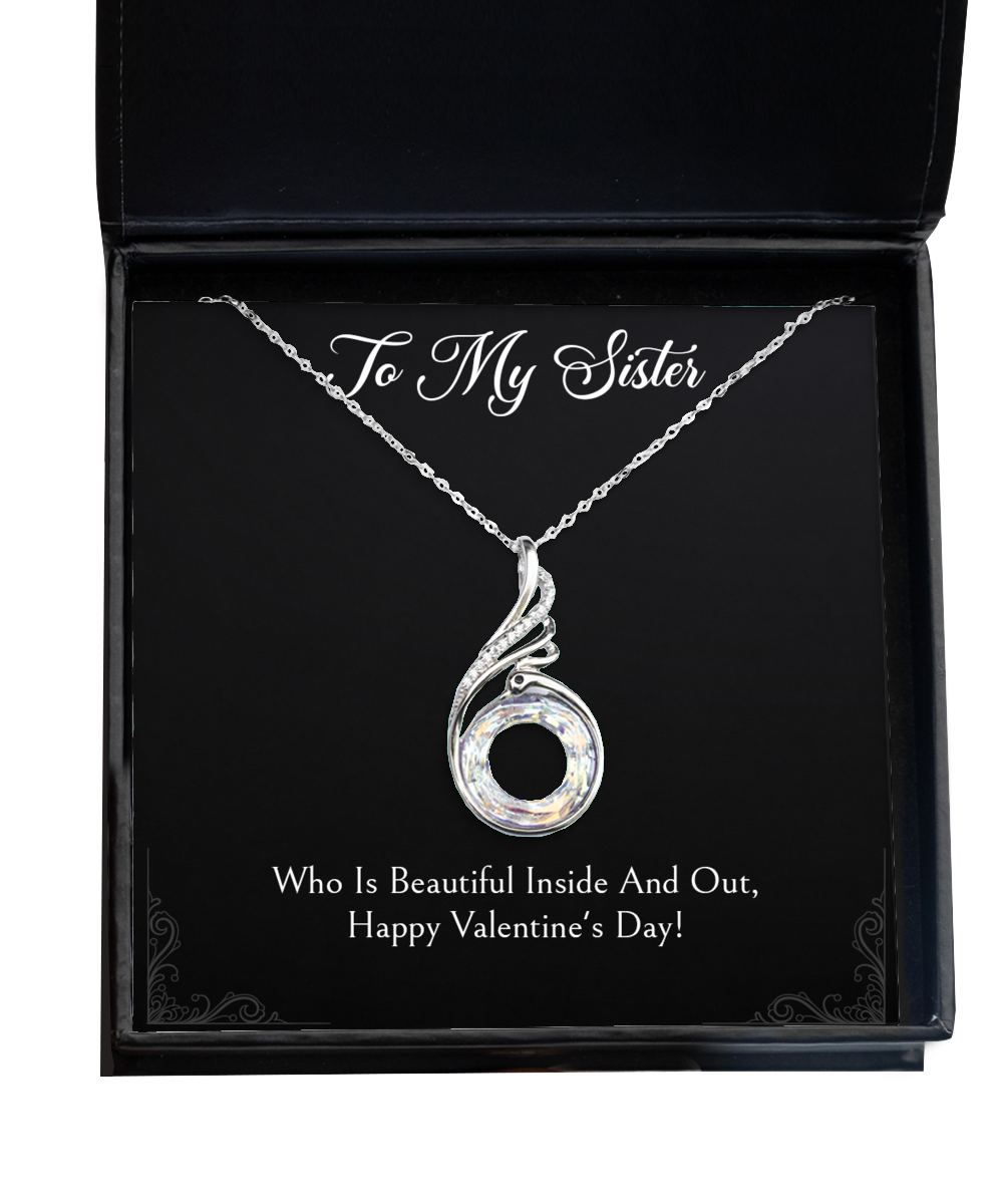To My Sister Gifts, Inside And Out, Rising Phoenix Necklace For Women, Valentines Day Jewelry Gifts From Sister