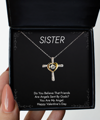 Load image into Gallery viewer, To My Sister Gifts, You Are My Angel, Cross Dancing Necklace For Women, Valentines Day Jewelry Gifts From Sister
