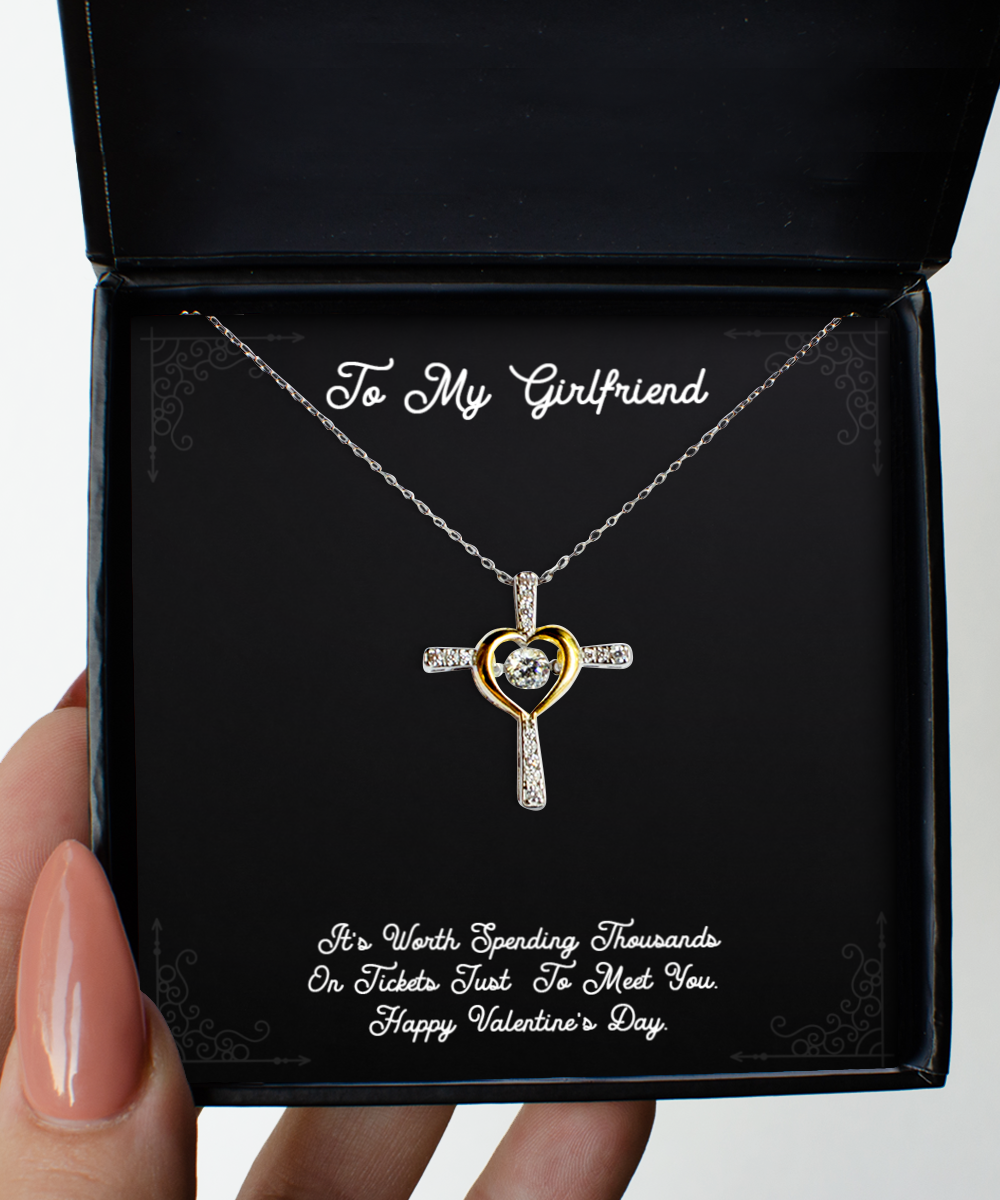 To My Girlfriend, Just To Meet You, Cross Dancing Necklace For Women, Valentines Day Gifts From Boyfriend